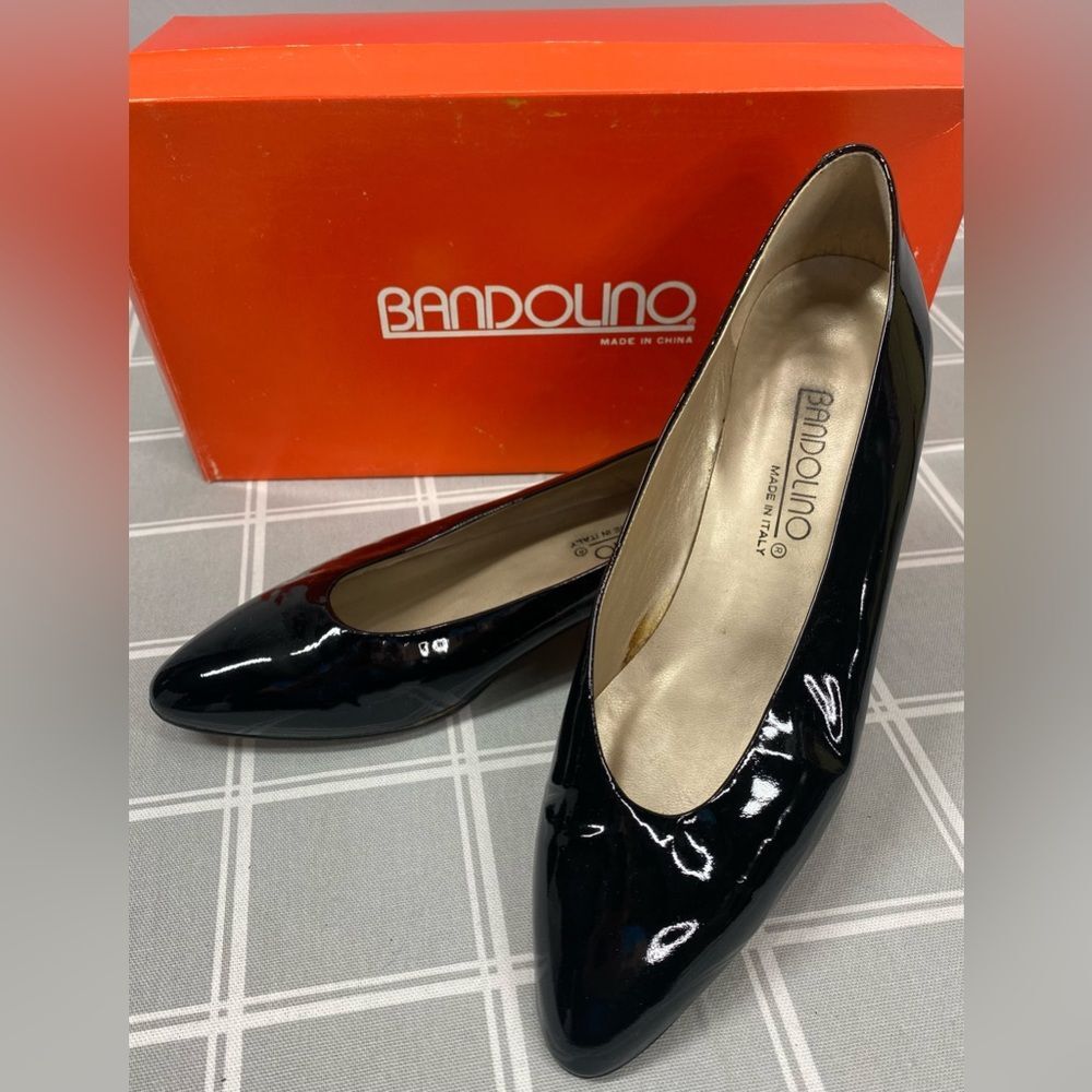 Bandolino Libra 80s Classic Black Patent Leather Vintage Womens Shoes Size 8 N